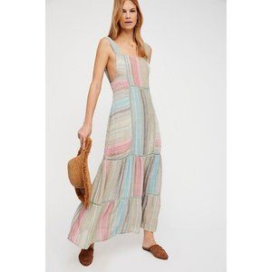 Free People Anika Maxi Dress Rainbow Stripe XS